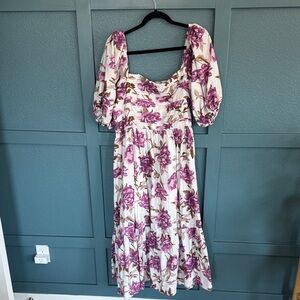 Abercrombie & Fitch Purple Floral Puff Sleeve Dress